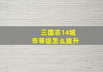 三国志14城市等级怎么提升