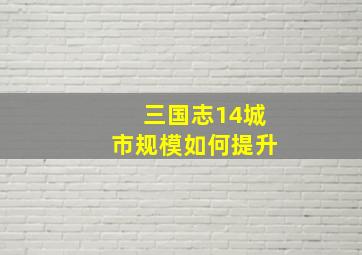 三国志14城市规模如何提升