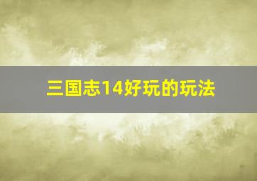 三国志14好玩的玩法