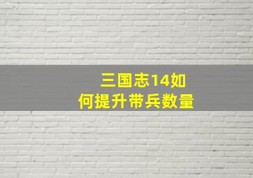 三国志14如何提升带兵数量