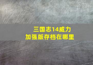 三国志14威力加强版存档在哪里