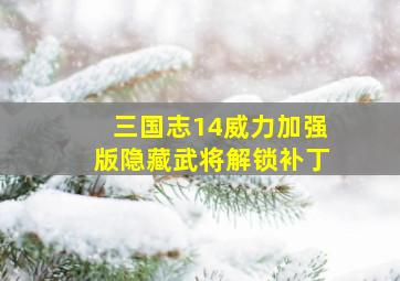 三国志14威力加强版隐藏武将解锁补丁