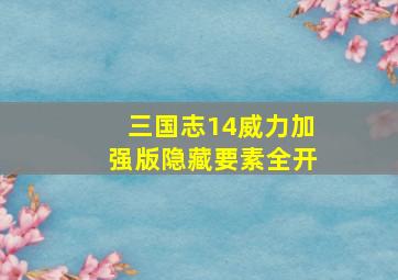 三国志14威力加强版隐藏要素全开