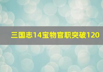 三国志14宝物官职突破120