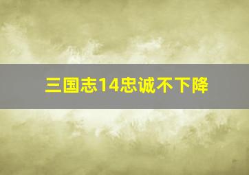 三国志14忠诚不下降