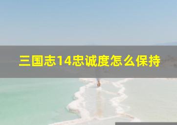 三国志14忠诚度怎么保持