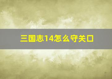 三国志14怎么守关口