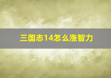 三国志14怎么涨智力