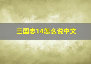 三国志14怎么说中文