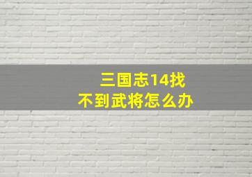 三国志14找不到武将怎么办