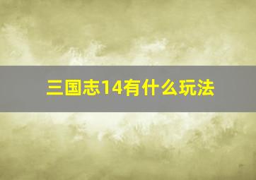 三国志14有什么玩法