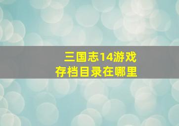 三国志14游戏存档目录在哪里