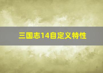 三国志14自定义特性