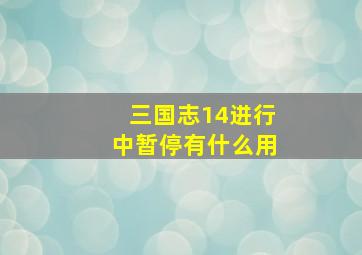 三国志14进行中暂停有什么用