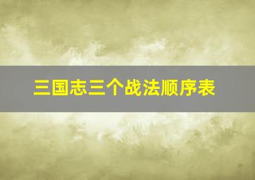 三国志三个战法顺序表