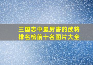 三国志中最厉害的武将排名榜前十名图片大全