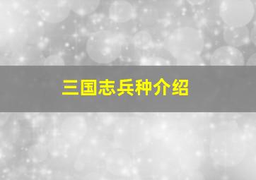 三国志兵种介绍