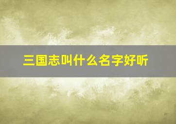 三国志叫什么名字好听