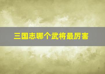 三国志哪个武将最厉害