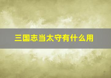 三国志当太守有什么用