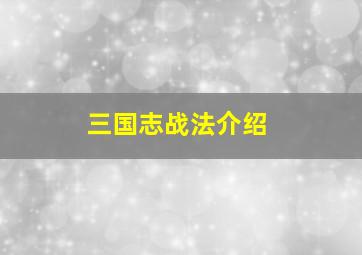 三国志战法介绍