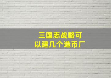 三国志战略可以建几个造币厂