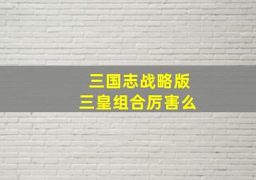 三国志战略版三皇组合厉害么