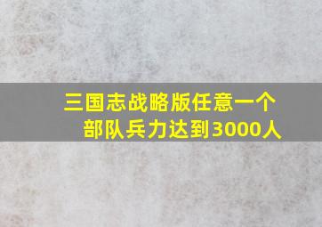 三国志战略版任意一个部队兵力达到3000人