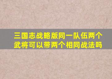 三国志战略版同一队伍两个武将可以带两个相同战法吗