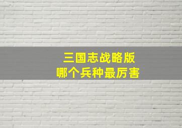 三国志战略版哪个兵种最厉害