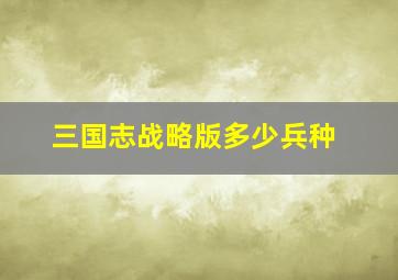 三国志战略版多少兵种