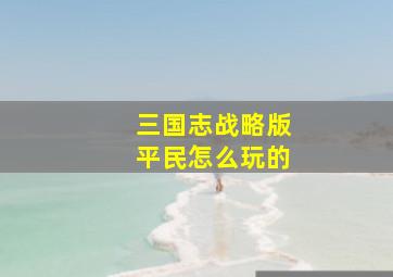 三国志战略版平民怎么玩的