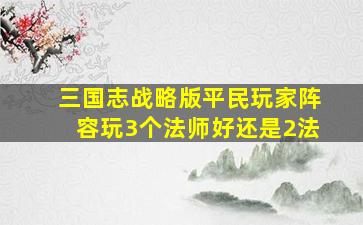 三国志战略版平民玩家阵容玩3个法师好还是2法