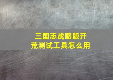 三国志战略版开荒测试工具怎么用