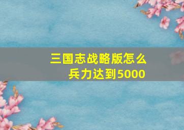 三国志战略版怎么兵力达到5000