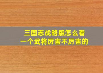 三国志战略版怎么看一个武将厉害不厉害的