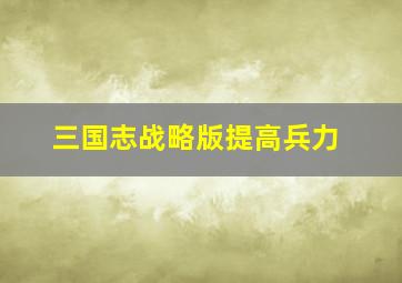 三国志战略版提高兵力