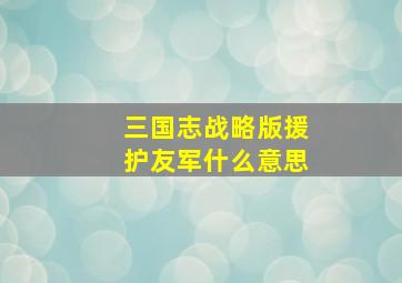 三国志战略版援护友军什么意思