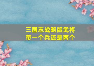 三国志战略版武将带一个兵还是两个