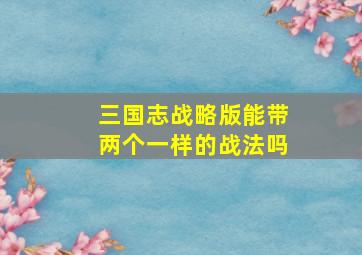 三国志战略版能带两个一样的战法吗