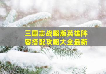 三国志战略版英雄阵容搭配攻略大全最新