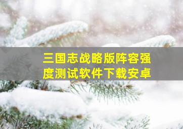 三国志战略版阵容强度测试软件下载安卓