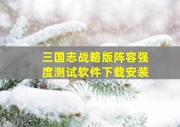 三国志战略版阵容强度测试软件下载安装