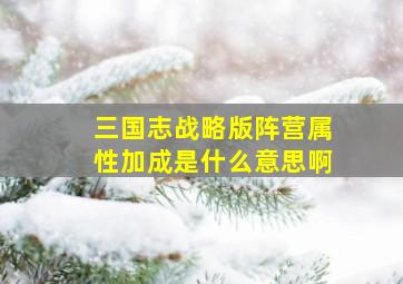 三国志战略版阵营属性加成是什么意思啊