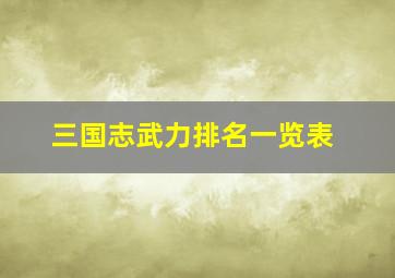 三国志武力排名一览表