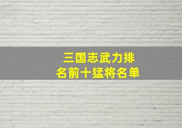 三国志武力排名前十猛将名单