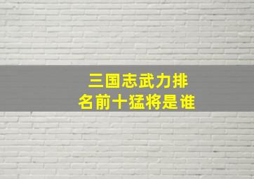 三国志武力排名前十猛将是谁