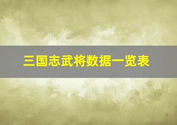 三国志武将数据一览表