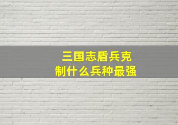 三国志盾兵克制什么兵种最强