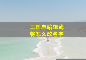 三国志编辑武将怎么改名字